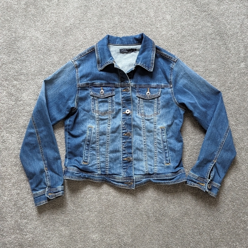 Prana denim jean jacket button down women's Medium